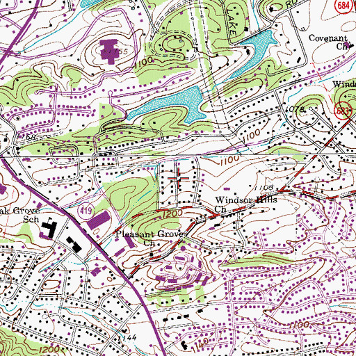Topographic Map of Airview Court, VA