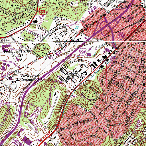 Topographic Map of Beechwood Gardens, VA
