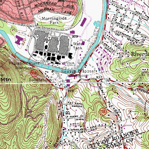 Topographic Map of Bennington Place Shopping Center, VA