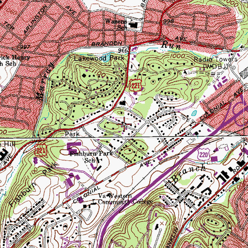 Topographic Map of Bluefield Heights, VA