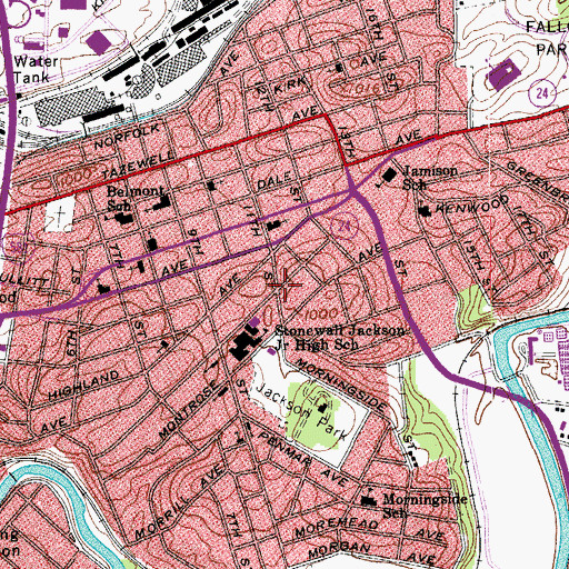 Topographic Map of Buena Vista, VA