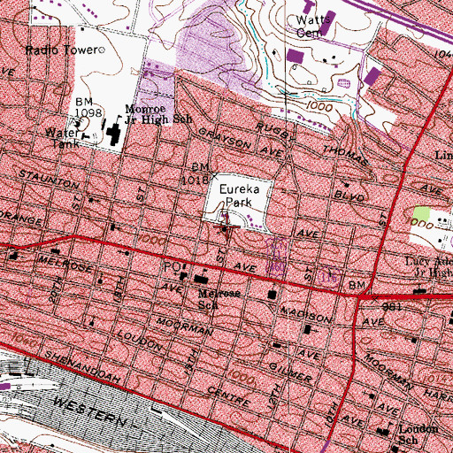 Topographic Map of Central Baptist Church, VA