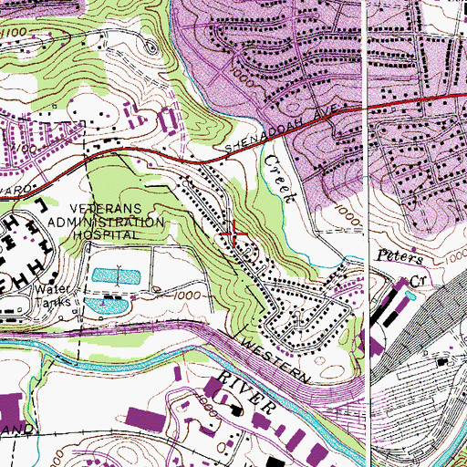 Topographic Map of Cherry Hill, VA