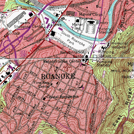 Topographic Map of Cherry Hill, VA