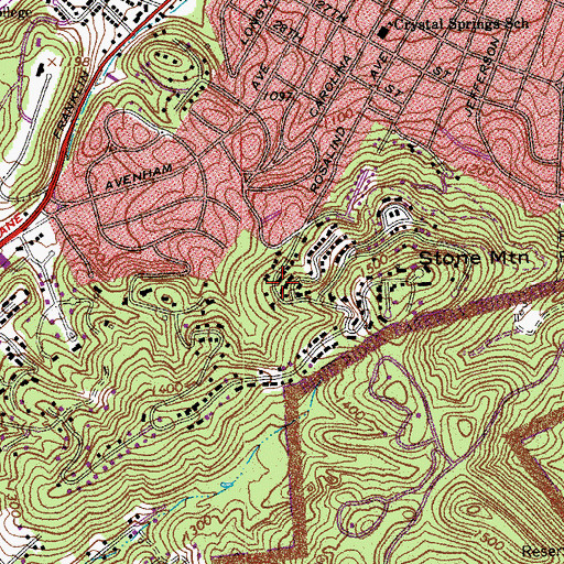 Topographic Map of Chestnut Hills, VA