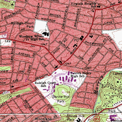 Topographic Map of Christ Lutheran Church, VA