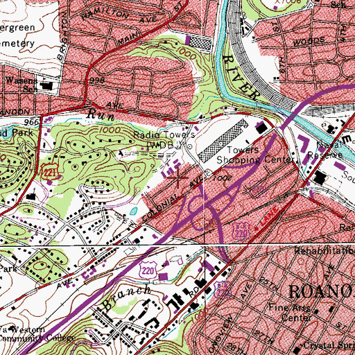 Topographic Map of Colonial Heights, VA