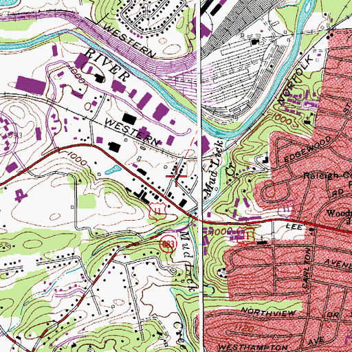 Topographic Map of Cox Estates, VA