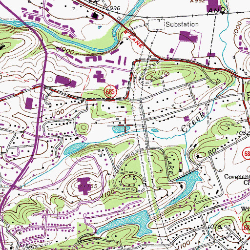 Topographic Map of Crestmoor Court, VA