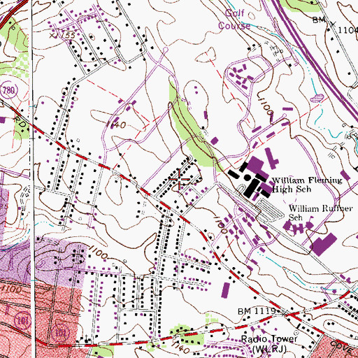 Topographic Map of Dansbury Acres, VA