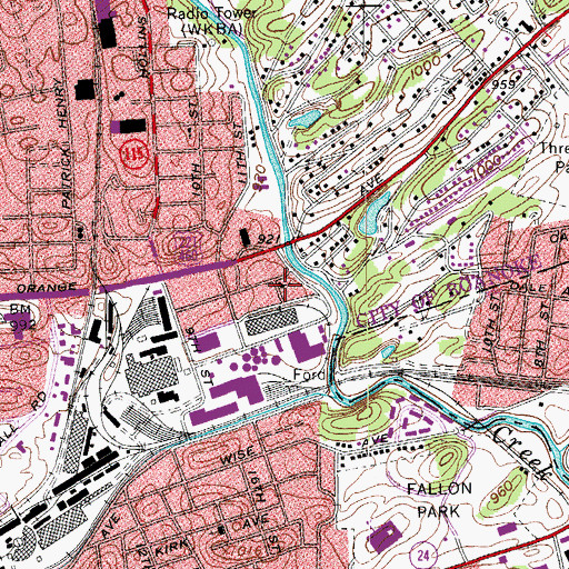 Topographic Map of East End Baptist Church, VA