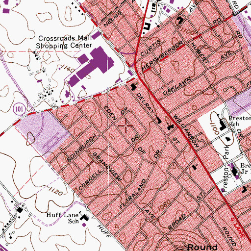 Topographic Map of Eden Park, VA