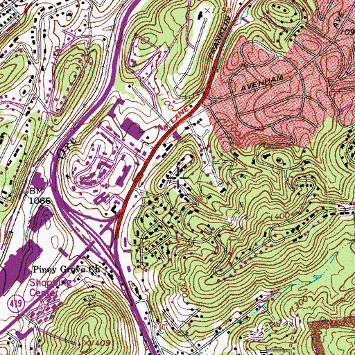Topographic Map of Edgehill, VA