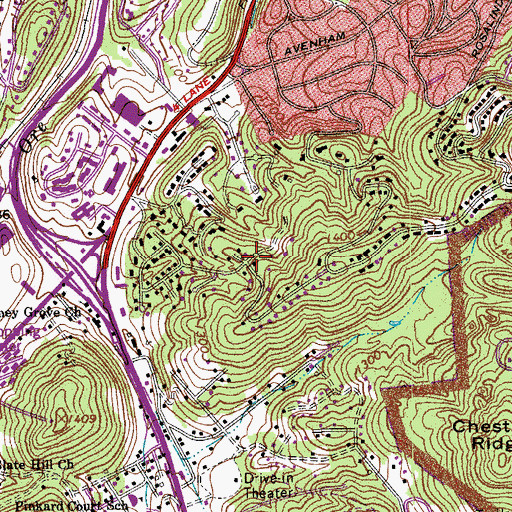 Topographic Map of Edgehill Estates, VA