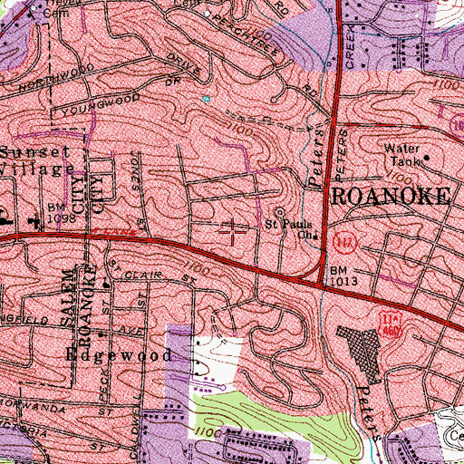 Topographic Map of Edgelawn, VA