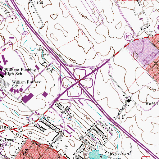 Topographic Map of Exit 3, VA