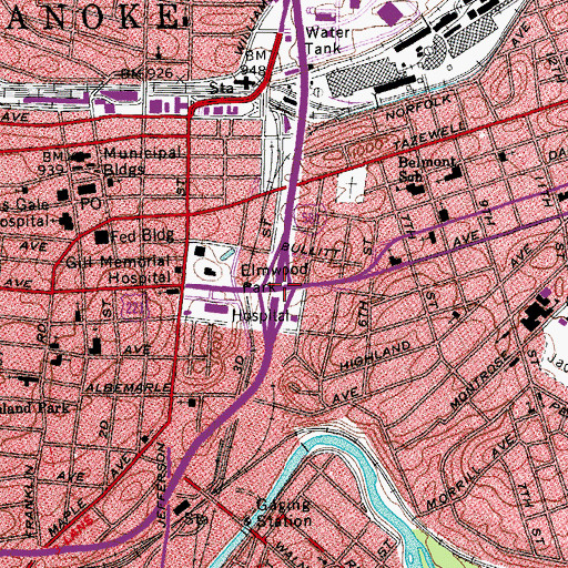 Topographic Map of Exit 6, VA