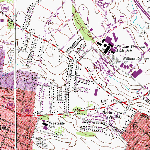 Topographic Map of Fairhope, VA