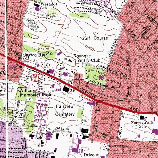 Topographic Map of Fairview, VA