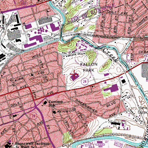 Topographic Map of Fallon Park Elementary School, VA