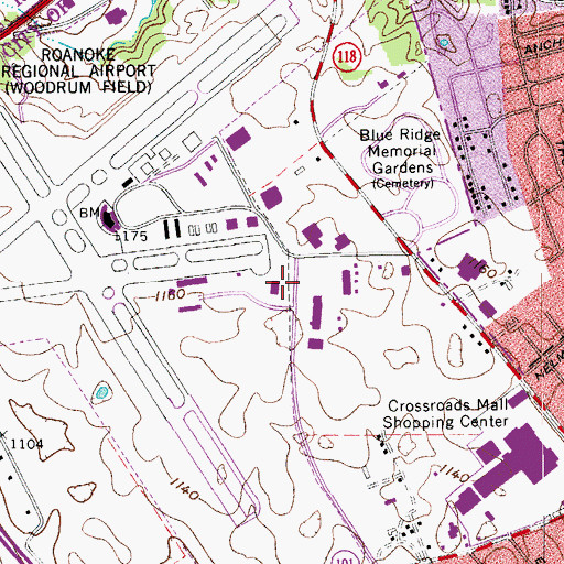 Topographic Map of Roanoke Fire - EMS Station 10, VA