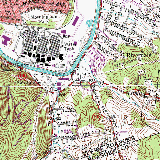 Topographic Map of Roanoke Fire - EMS Station 11, VA