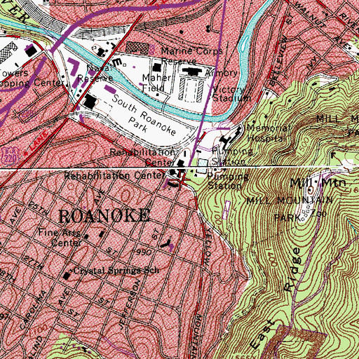 Topographic Map of First Presbyterian Church, VA