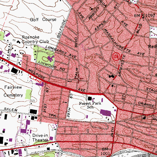 Topographic Map of Forest Park, VA