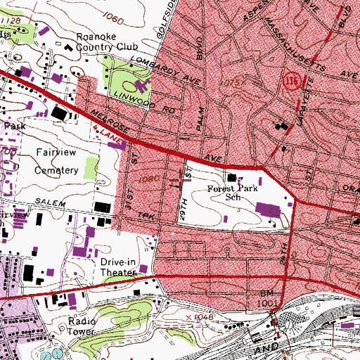 Topographic Map of Forest Park Baptist Church, VA