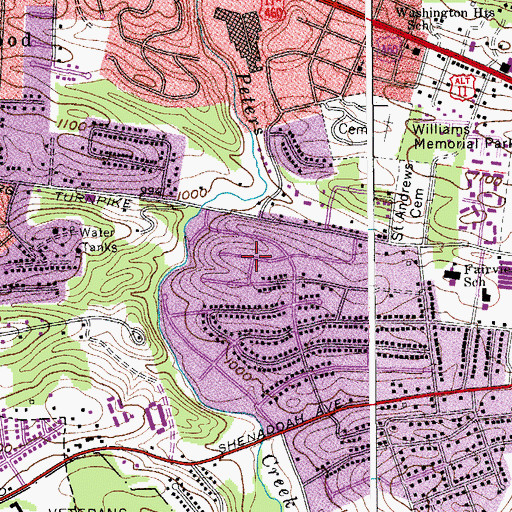 Topographic Map of Foxwood, VA