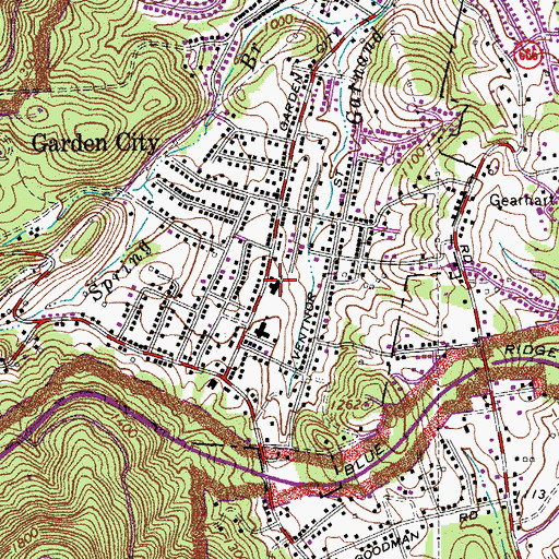 Topographic Map of Garden City Baptist Church, VA