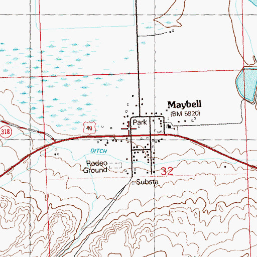 Topographic Map of Maybell, CO