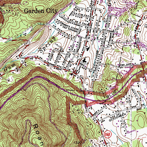 Topographic Map of Garden City Recreation Building, VA