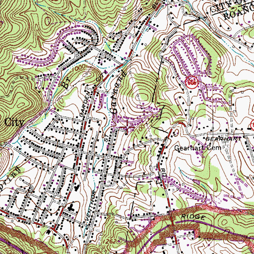 Topographic Map of Glenwood Estates, VA