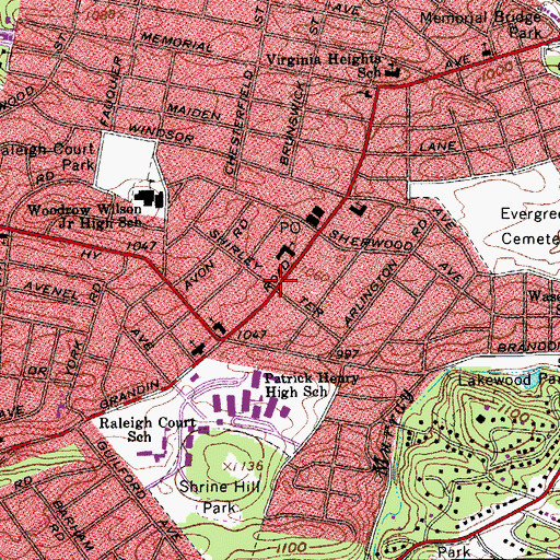 Topographic Map of Grace Covenant Church, VA