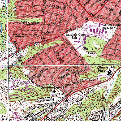 Topographic Map of Grandin Court Community Center, VA