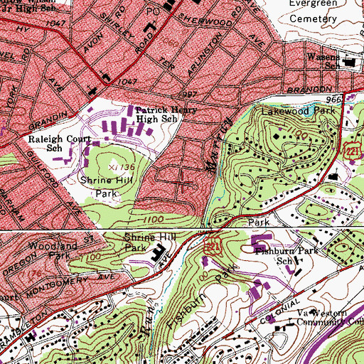 Topographic Map of Greenbrier Park, VA