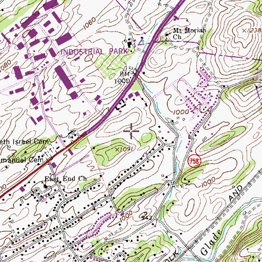 Topographic Map of Hickory Woods, VA