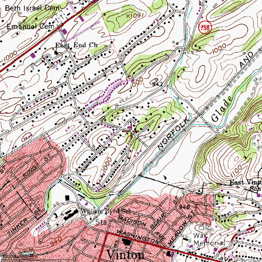 Topographic Map of Idlewood, VA