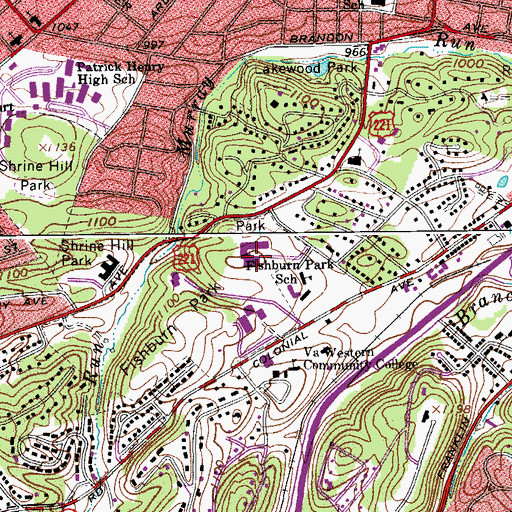 Topographic Map of James Madison Middle School, VA