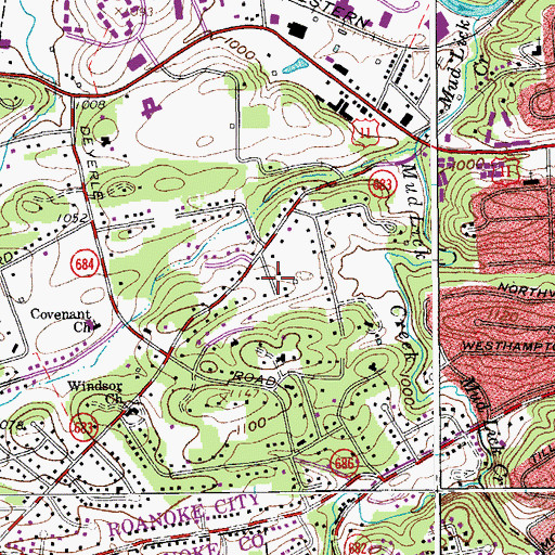 Topographic Map of Knollwood, VA