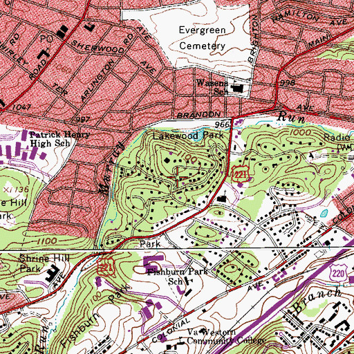 Topographic Map of Lakewood, VA