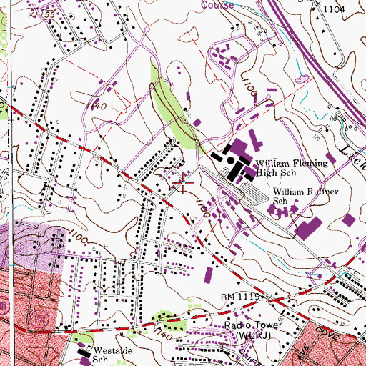 Topographic Map of Lone Oak, VA