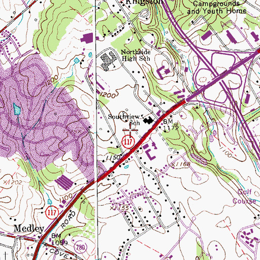Topographic Map of Melrose Baptist Church, VA