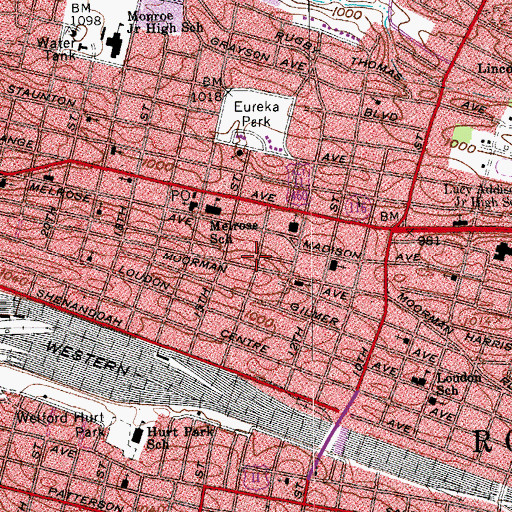 Topographic Map of Melrose Park, VA