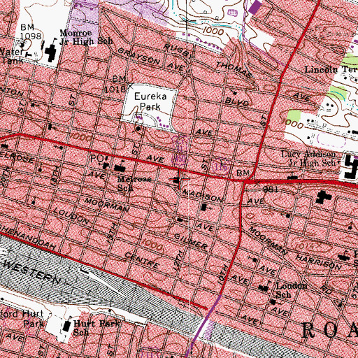 Topographic Map of Melrose United Methodist Church, VA