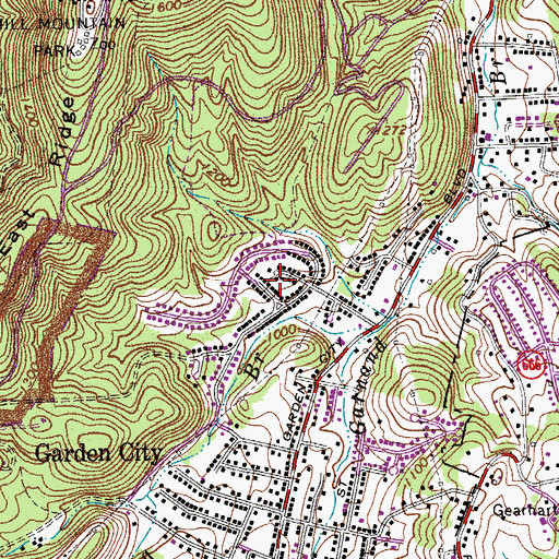 Topographic Map of Mill Mountain Estates, VA