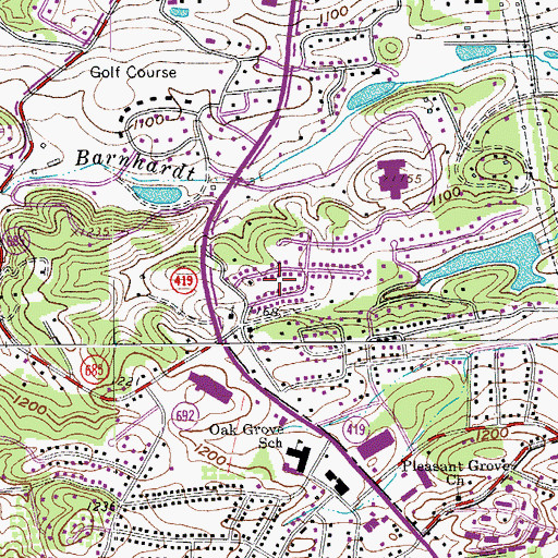 Topographic Map of Oak Grove Farms, VA