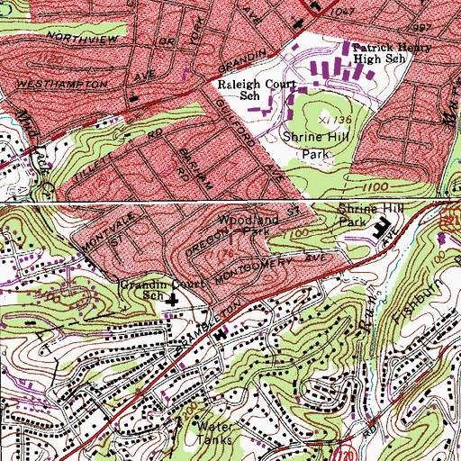 Topographic Map of Grandin Court, VA