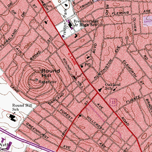 Topographic Map of Oakland Baptist Church, VA
